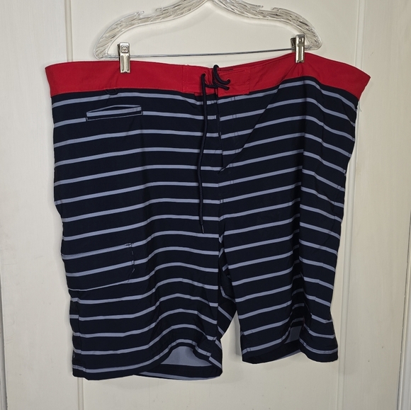 DULUTH TRADING Navy/Red Bull Moose Mens 48 Striped 9" Board Shorts DuluthFlex - Picture 5 of 7